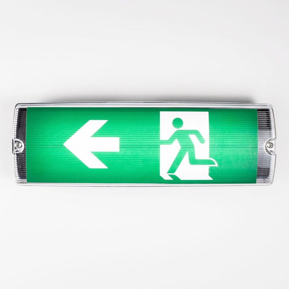 Vægmonteret flugtvejsskilt med sort bagskærm - OTG-KL-1 - 3 watt