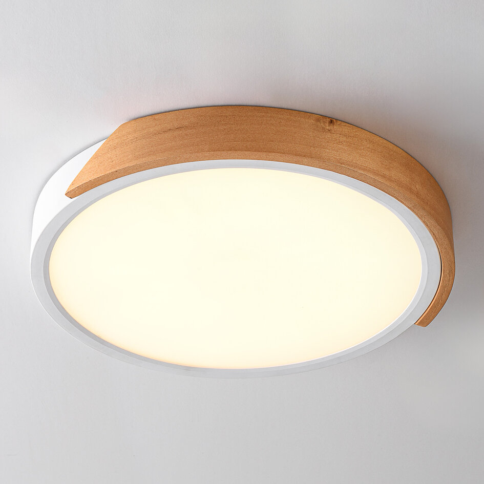 Loftlampe, dæmpbar, med trædetaljer - Jano