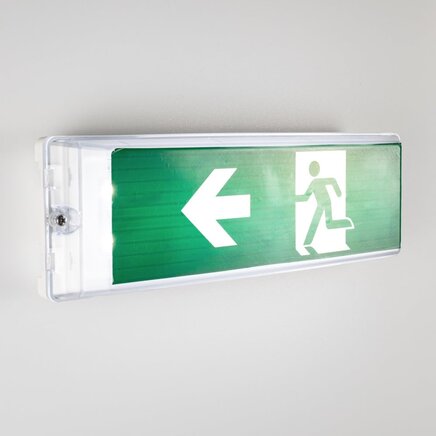 Væghængt flugtvejsskilt med transparent skærm - LX001 - 4 watt