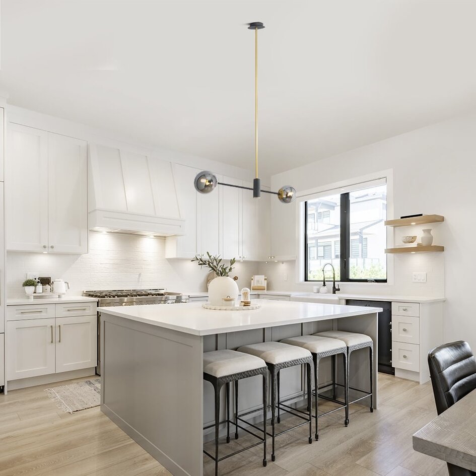 Designerlampe med 2 glaskugler - Danley - sort/messing/røggrå