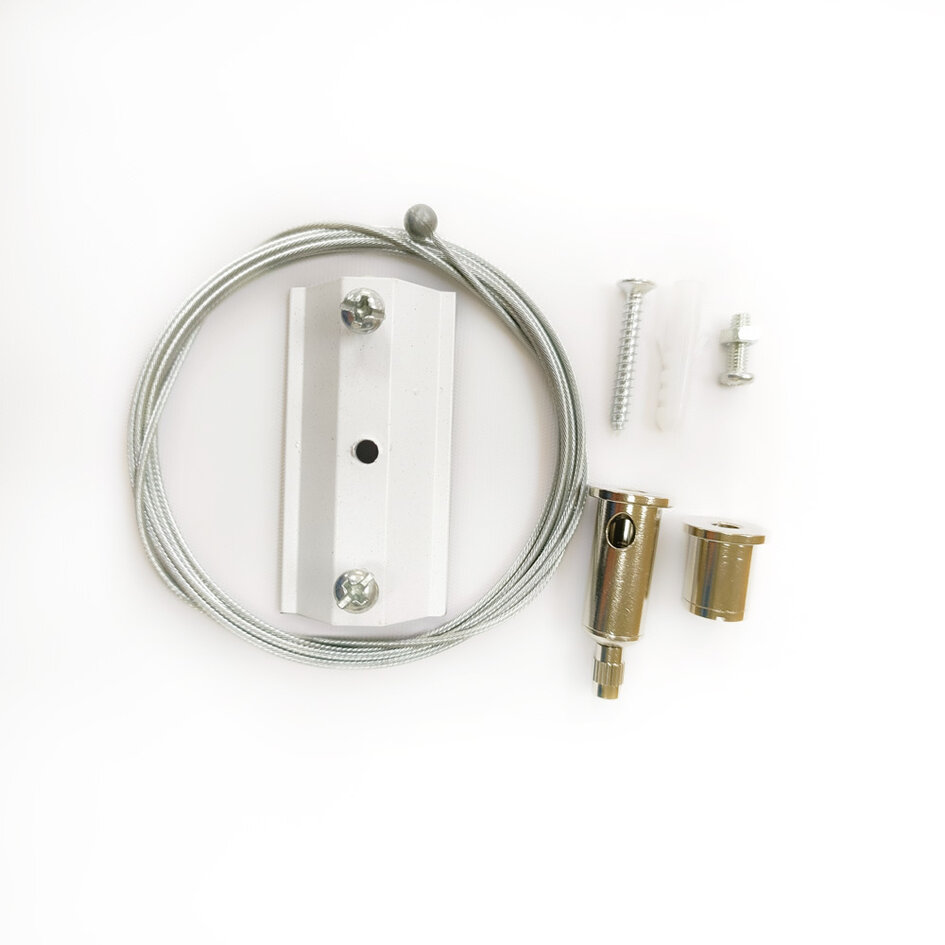 Stålwire-ophængssystem til 1-faset skinne – hvid