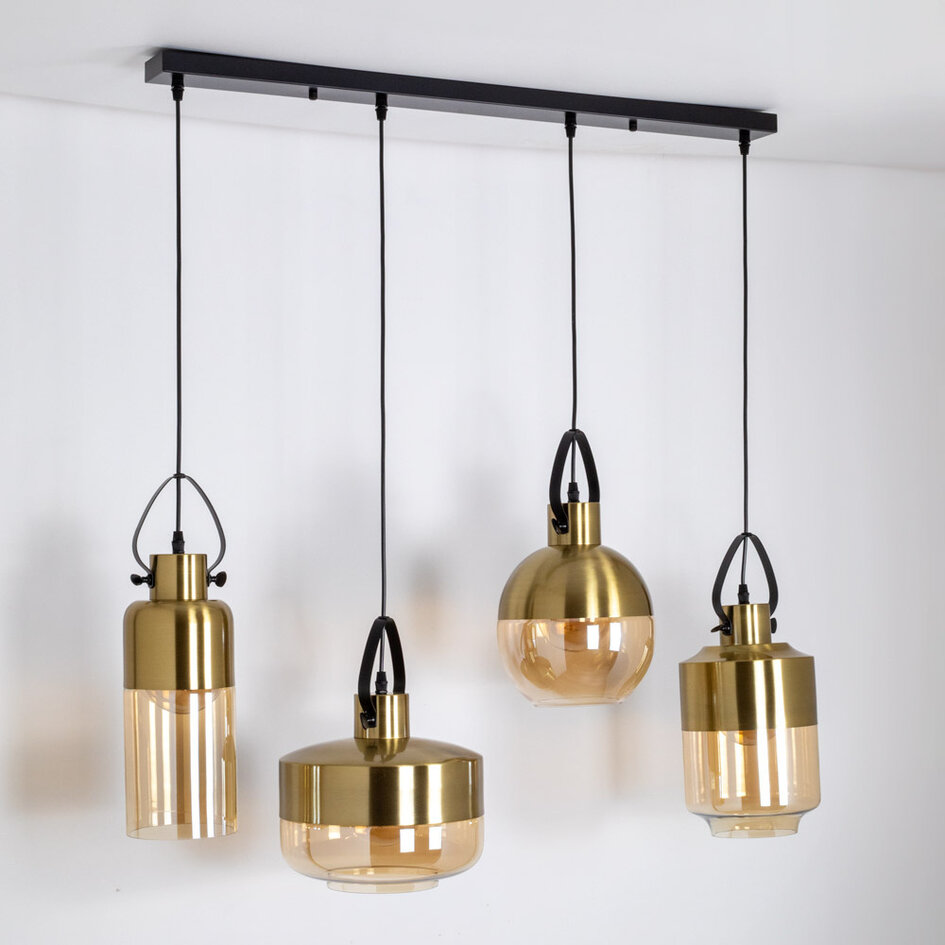 Art deco langbordspendel - Laure - sort/messing/rav