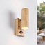 Udendørs væglampe, up/downlight med sensor - Martina - imiteret træ