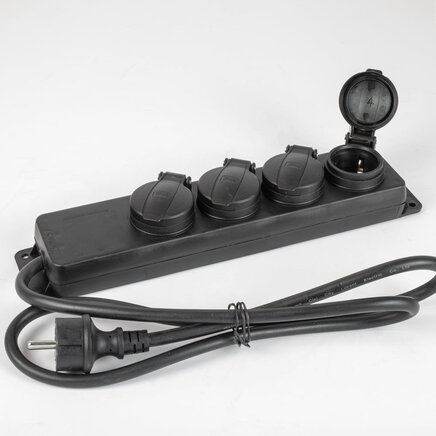 Udendørs stikdåse - IP44 / 1,5 - 10 m ledning / 3 x 1,5 mm² / sort