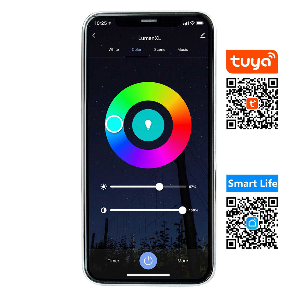 Flerfarvede (RGB) havespots med jordspyd + appstyring (sæt med 6 stk.)