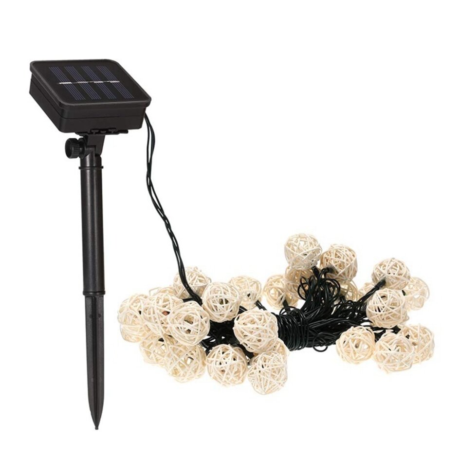 Dekorativ solcellelyskæde - 7 meter med 50 LED-lys - Woody