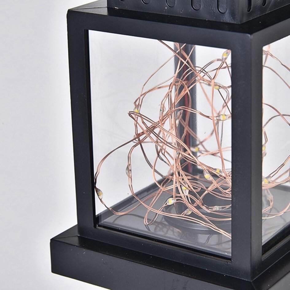 Landlig solcelledreven bordlampe, sort - Freya