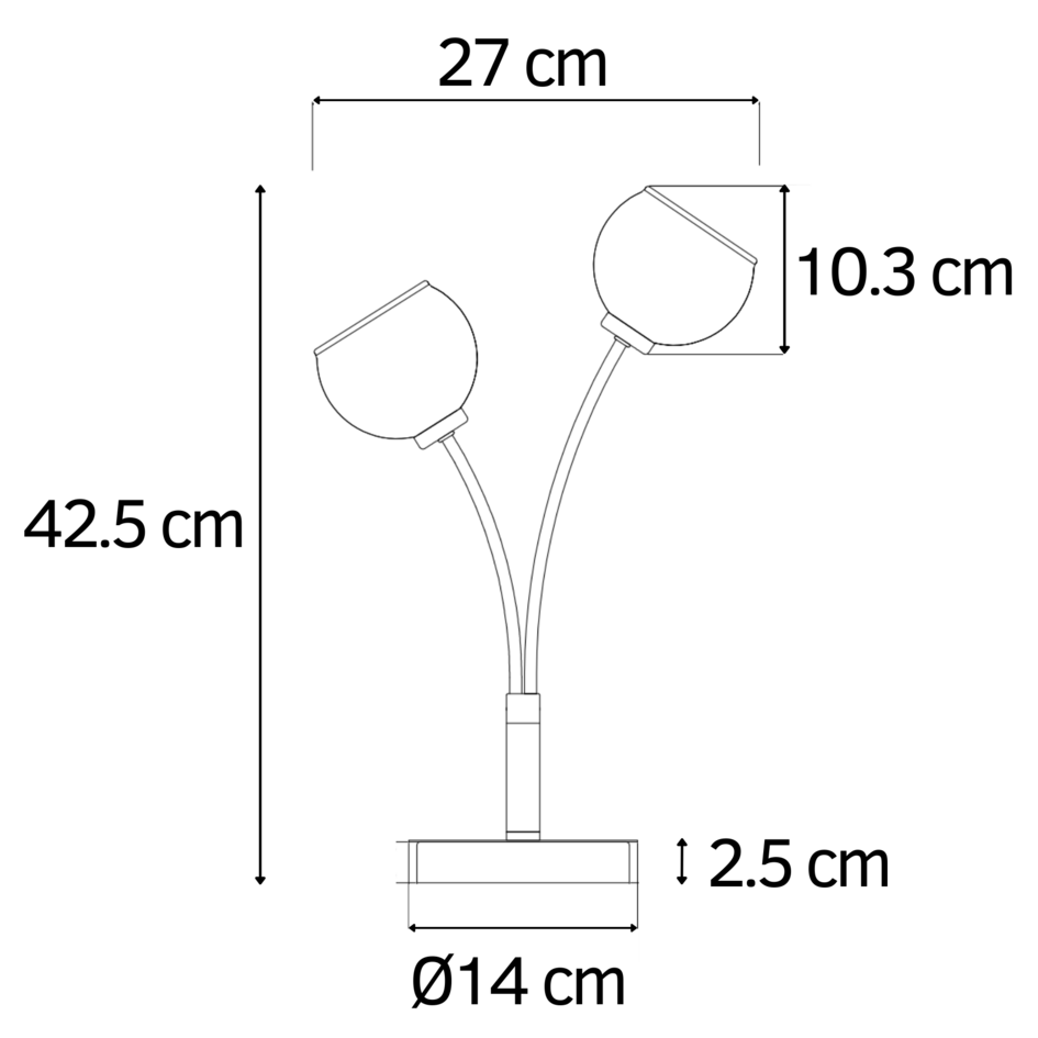Moderne bordlampe med to lampearme - Savannah - stål/smoke