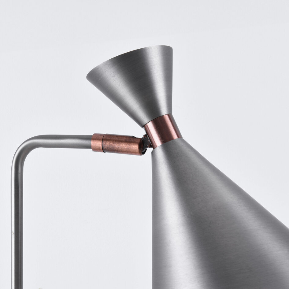 Designer skrivebordslampe - Arizona - børstet stål og kobber