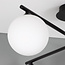 Elegant loftlampe med fire glaskugler - Nymo - sort og opalhvid