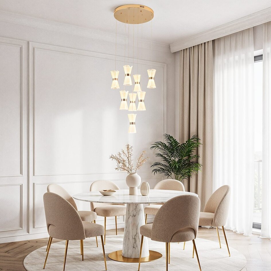 Dæmpbar LED-pendel inkl. fjernbetjening - Aegea - transparent/guld