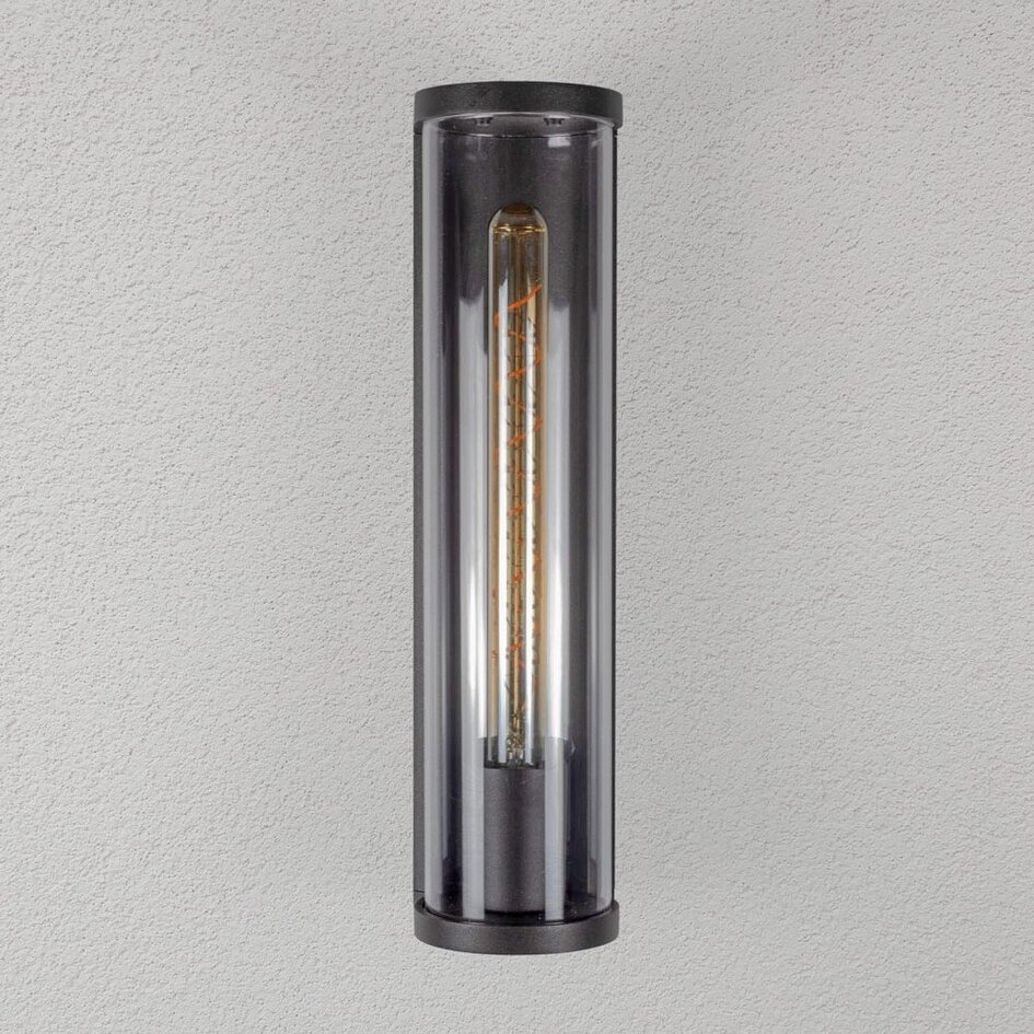 Udendørs væglampe med synlig rørpære - Silvano - sort