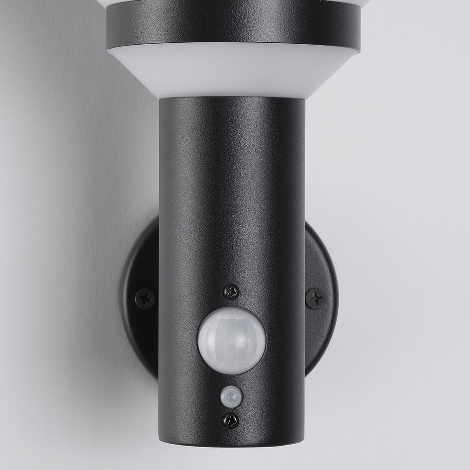 Moderne solcelle-udendørslampe, sort, med sensor - Kensington