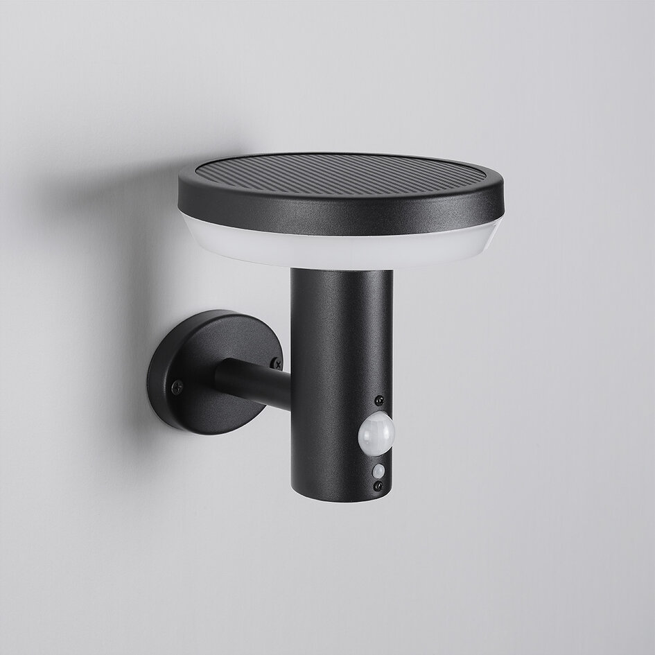Moderne væghængt solcellelampe med sensor - Dimmy - sort