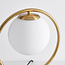 Designer bordlampe med opalhvid kugle og gylden ring - Gene