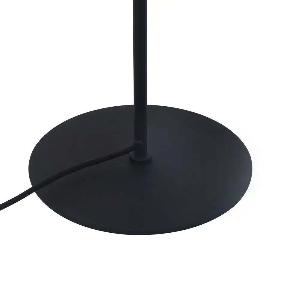 Gulvlampe med oval glasskærm - Karsten - sort/hvid/guld