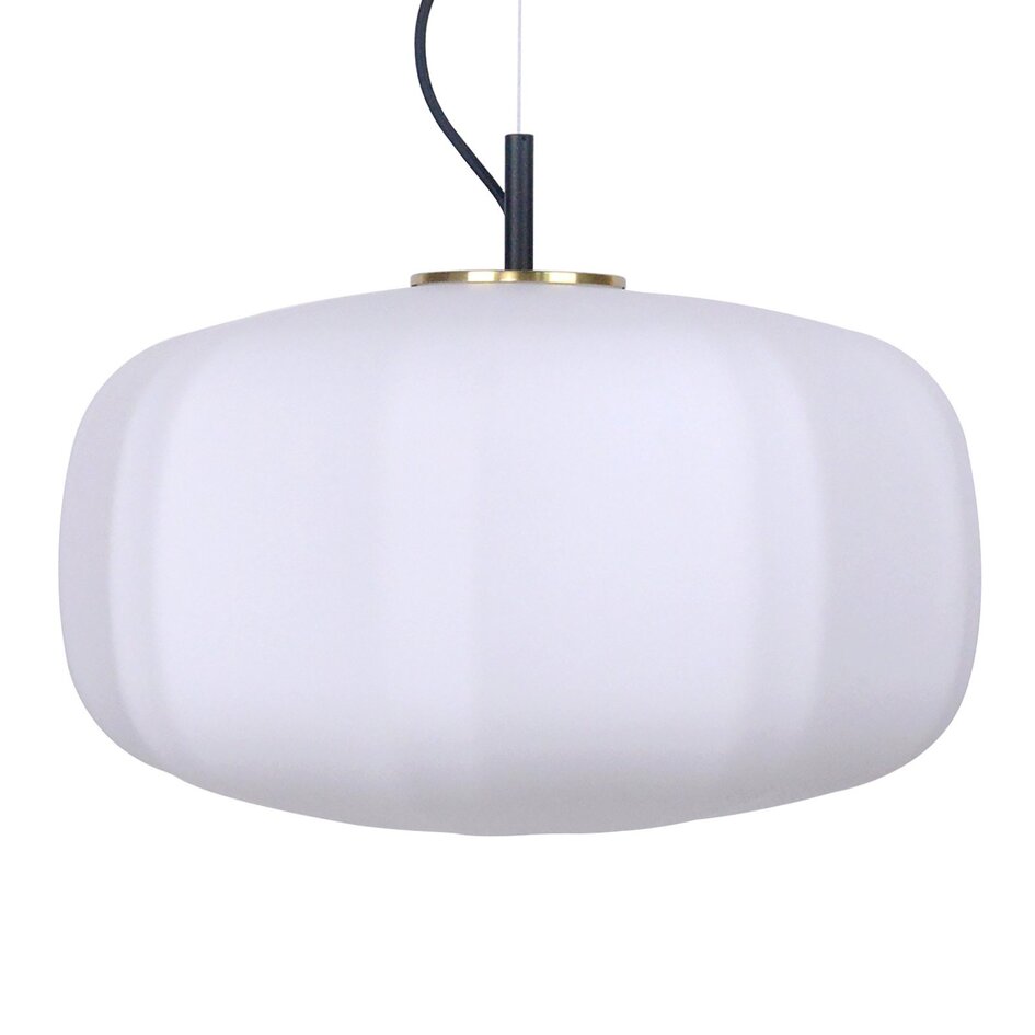 Loftslampe med oval glasskærm - Kozma - sort/hvid/guld