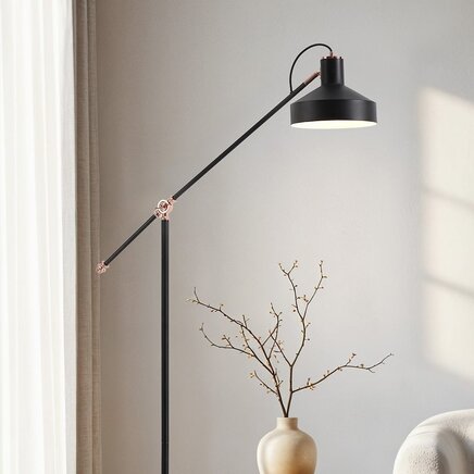 Gulv-/læselampe med vipbar lampearm - Tom - sort