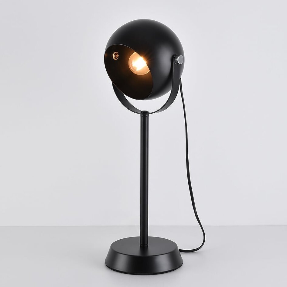 Sort bordlampe med vipbart lampehoved - Archie