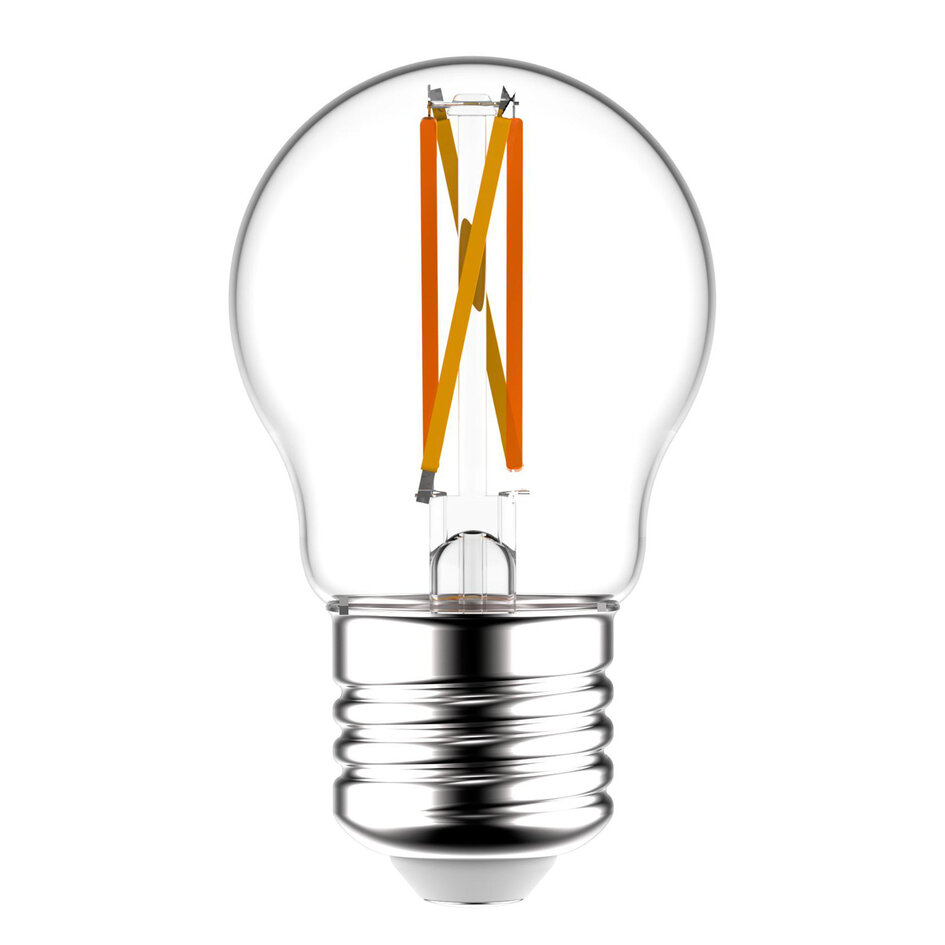 E27 LED-kronepære, filament med klart glas - 4,5 watt / 2700-2500-2200K / Ø45 / 3-trins dæmpbar