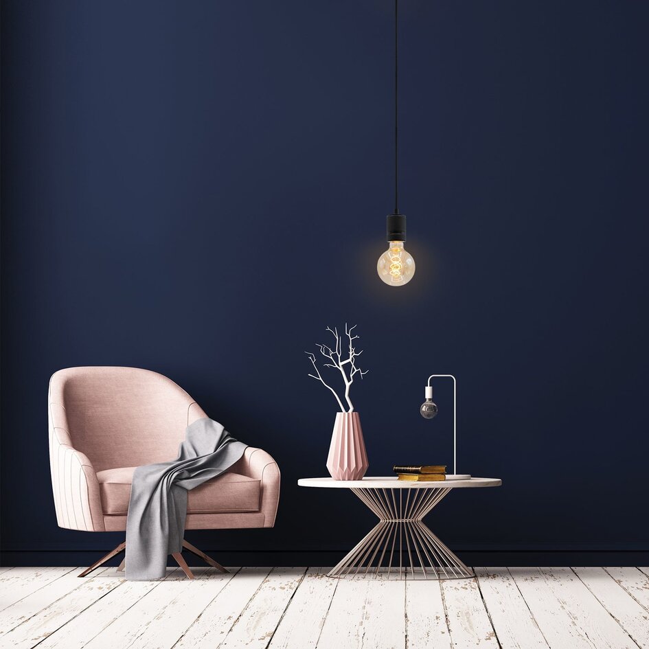 E27 LED-globepære XL, DNA-spiral filament med ravfarvet glas - 5 watt / 1800K / Ø95 / dæmpbar