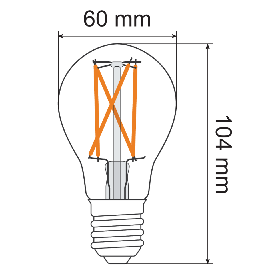 E27 LED-kronepære, filament med klart glas - 7 el. 9 watt / 2700-2500-2200K / Ø60 / varm dæmpning