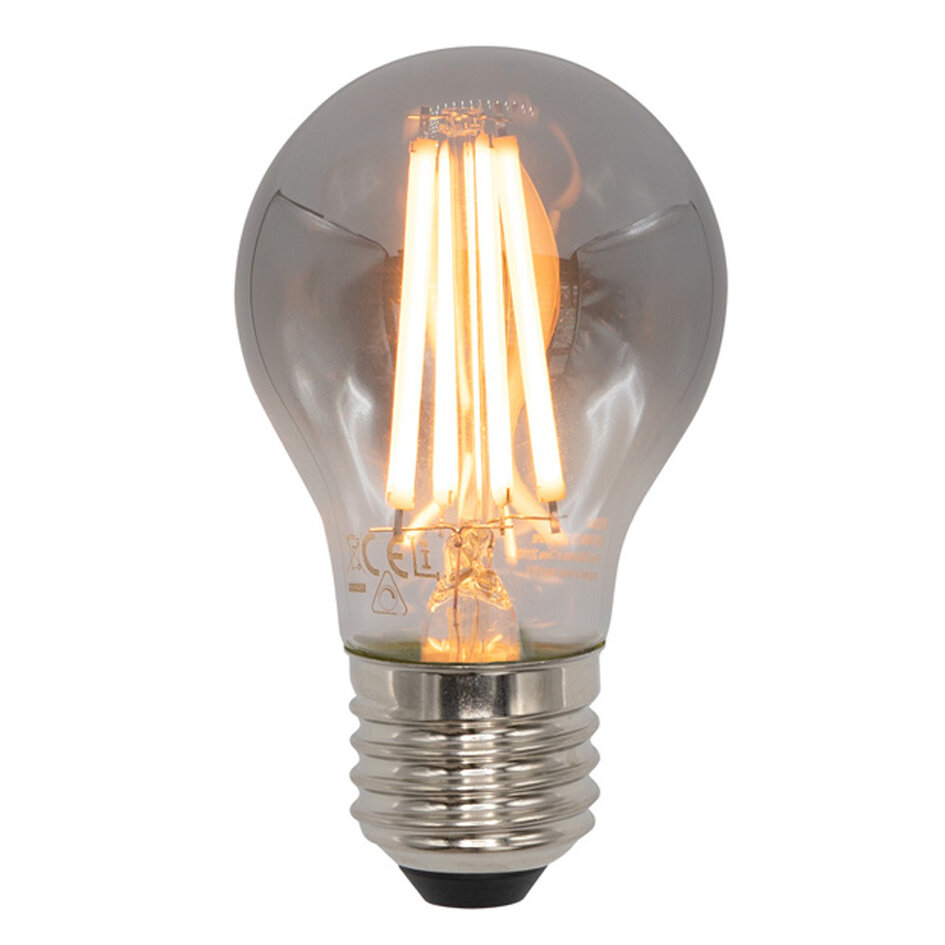 E27 LED-kronepære, filament med røgfarvet/smoke glas - 8,5 watt / 1800K / Ø60 / dæmpbar