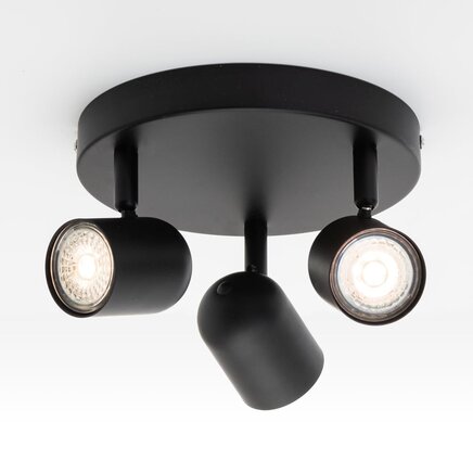 Spotrondel med 3 spotlamper  - Caro - sort