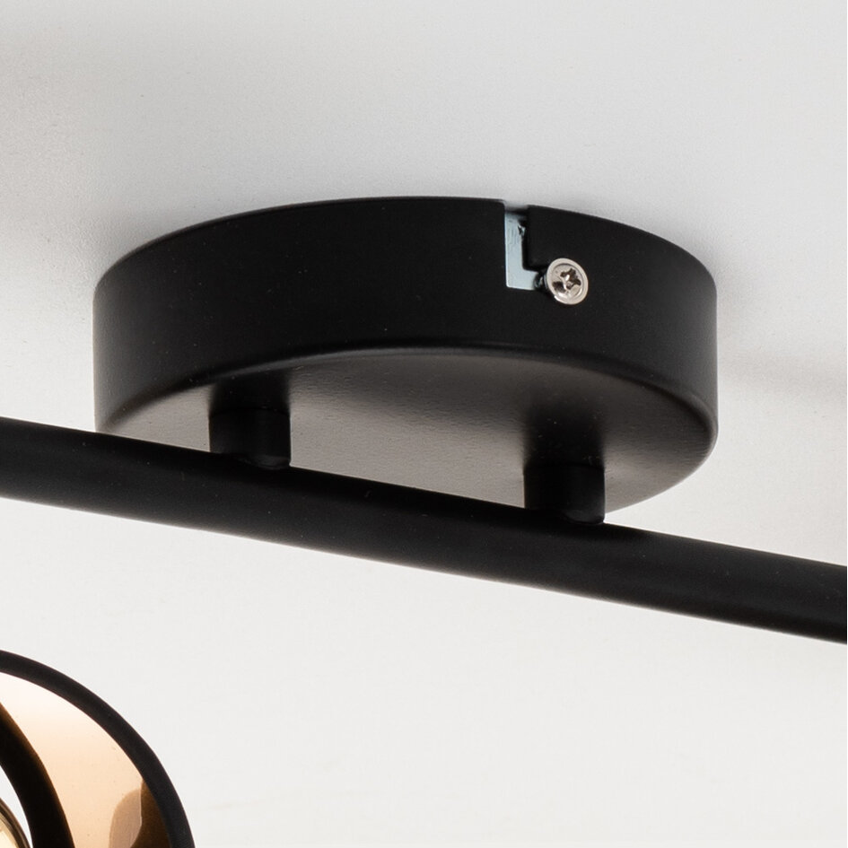 Loftlampe med 2 spots - Franky - sort og kobber