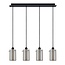 Moderne pendellampe med 4 lyspunkter - Worth - sort/smokey glas
