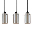 Trendy pendellampe med 5 lyspunkter - Texas - sort/smokey glas
