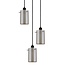 Elegant pendellampe med 3 lyspunkter - Akron - sort/smokey glas
