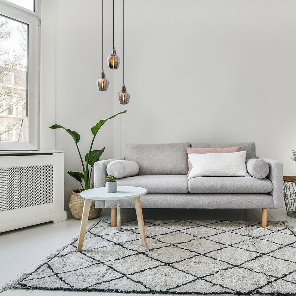 Loftlampe i forkromet glas, grå - Veronica