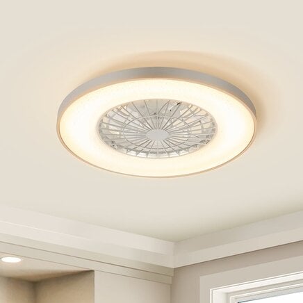 Grå loftventilator med fjernbetjening, appstyring og RGBWW - Starry