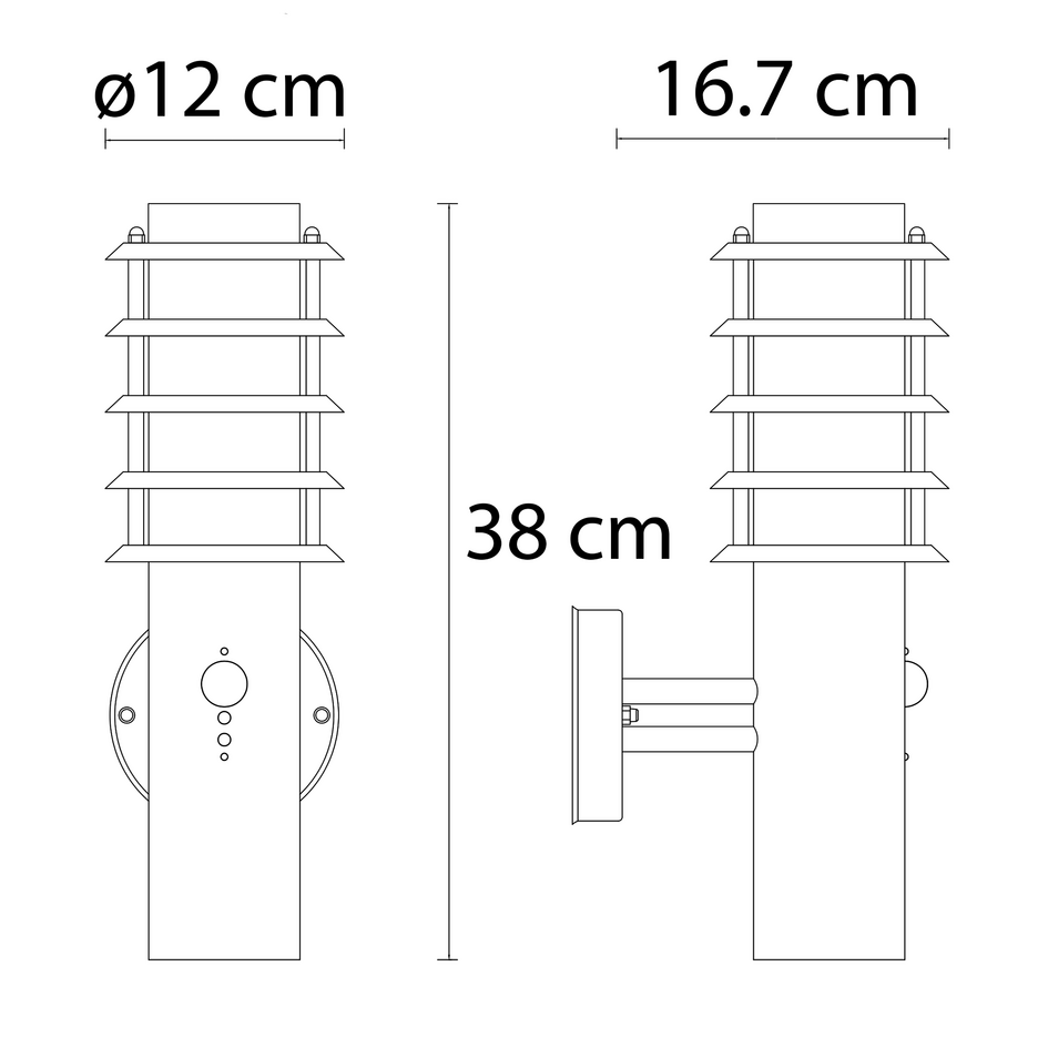 Væglampe i rustfrit stål med sensor - Salvatore