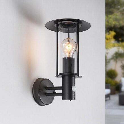 Udendørs væglampe i landlig stil med sensor - Lore - sort