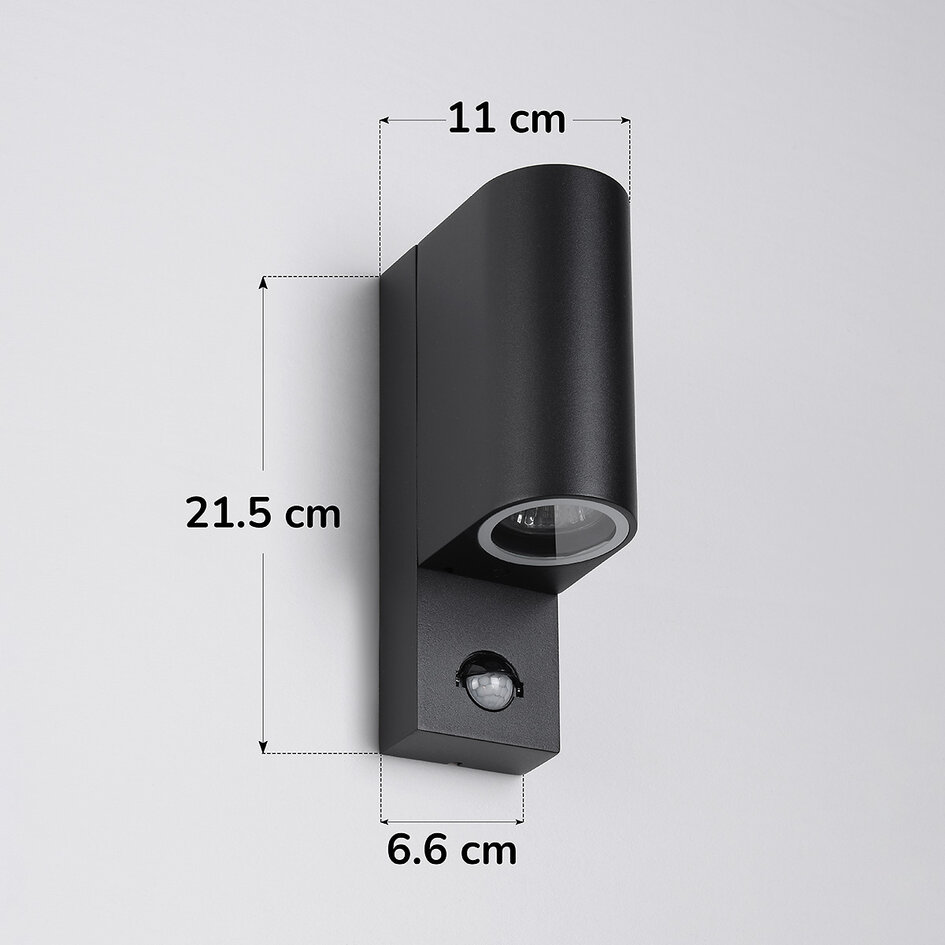 Udendørs up/downlight inkl. sensor - Curtis - sort