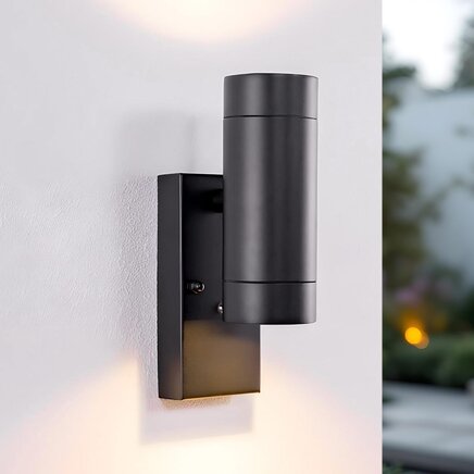 Udendørs up/downlight inkl. skumringssensor - Zane - sort