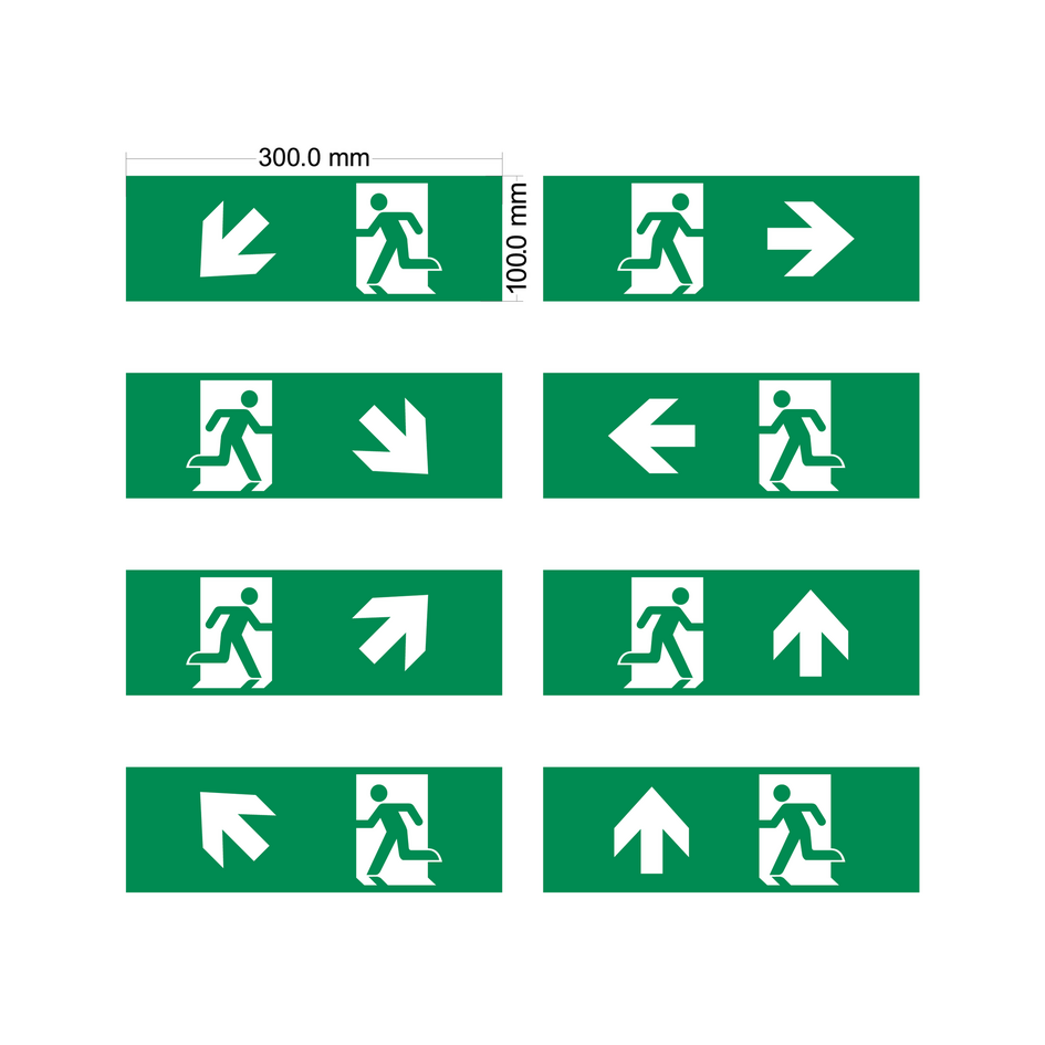 Piktogram-pakke til  til vægmonterede flugtvejsskilte (OTG-KL, OTG-DD og OTG-GG-7)