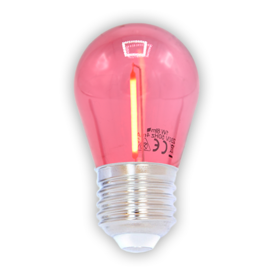 Rød filament LED-pære - 1 watt / Ø44