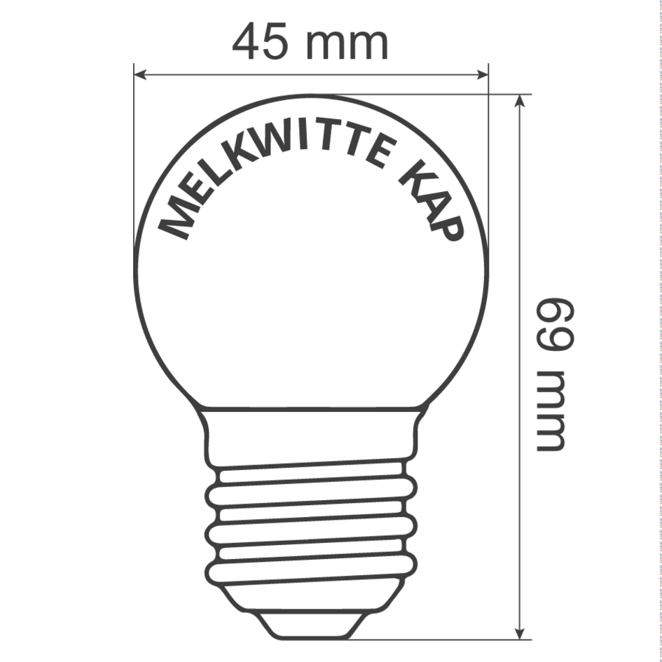 Kølig hvid LED-pære med mælkehvid kugle - 1 watt / Ø45