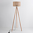 Trægulvlampe med treben og rattan lampeskærm - Vime