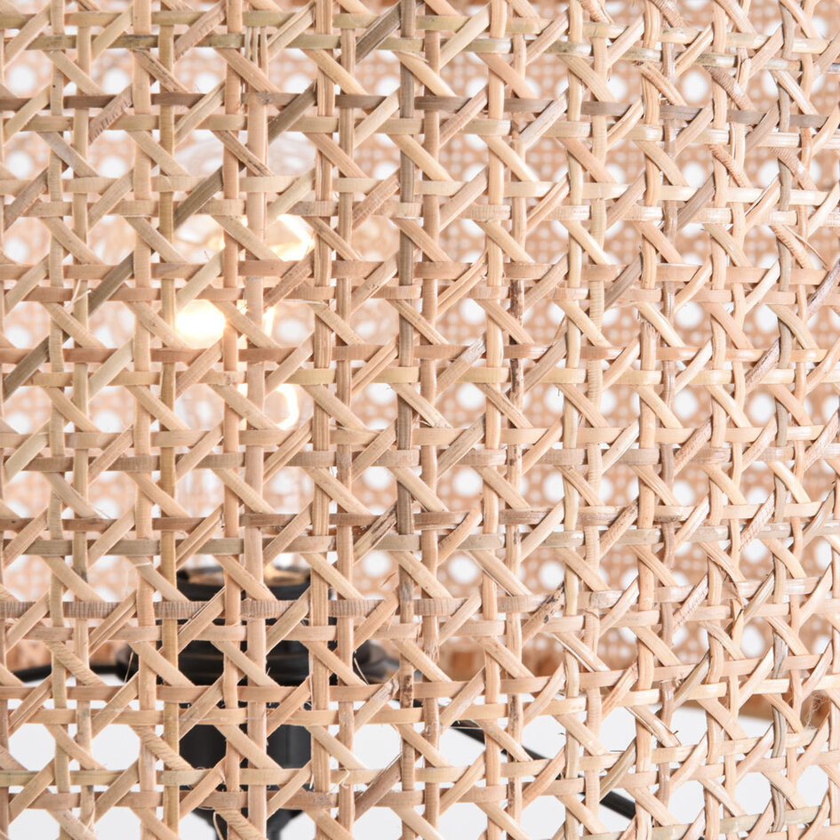 Trægulvlampe med treben og rattan lampeskærm - Vime