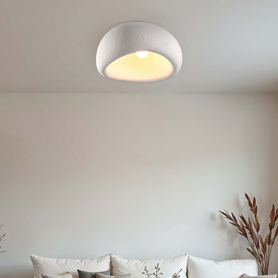 Wabi Sabi loftslampe Stone Craft med steneffekt 48 x 38 cm - Hvid