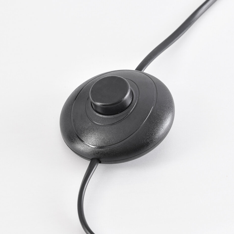 Standerlampe med flettet papirskærm, sort og naturfarvet - Reed