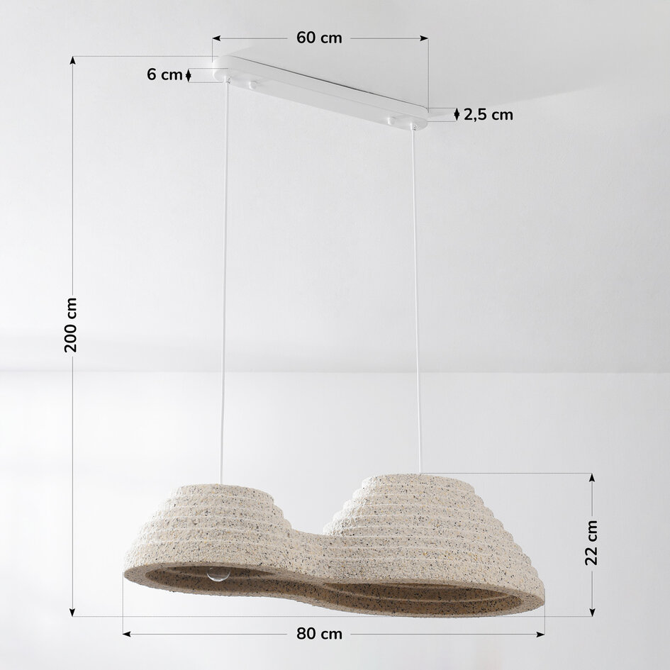 Wabi Sabi pendellamper Jumo med 2 lyspunkter 80 x 20 cm - terrazzo beige