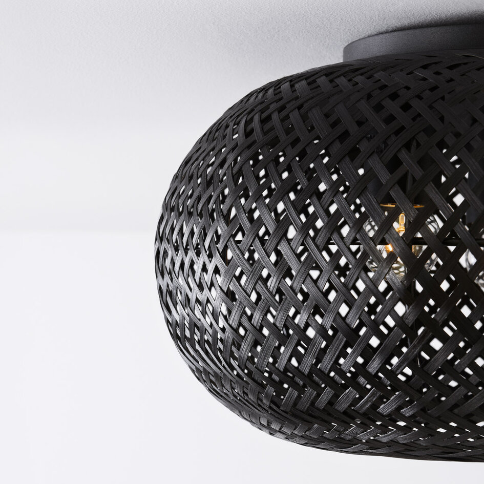 Bambusloftslampe Caia 3-lys - sort