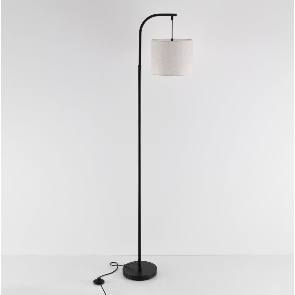 Sort standerlampe med linnedskærm - Hygge