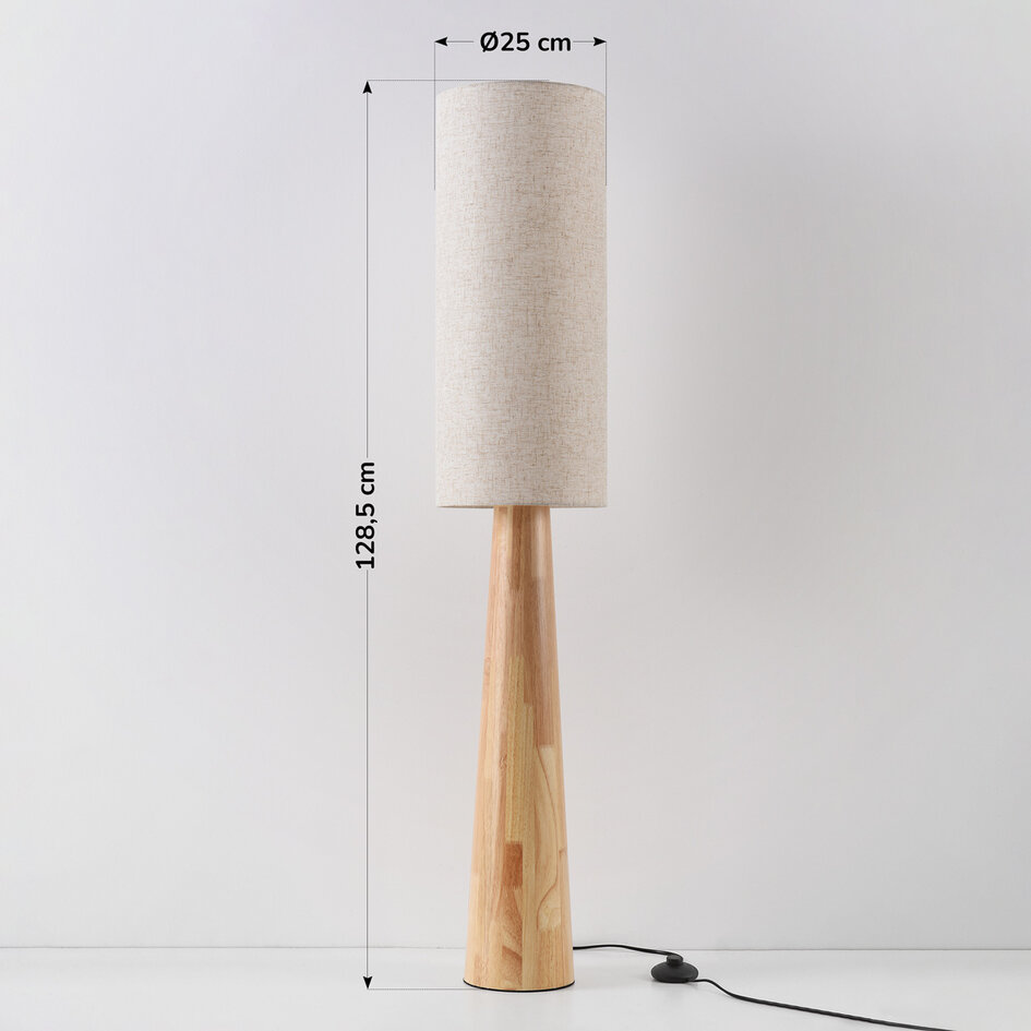 Lampe af træ Haku med stofskærm - cremefarvet