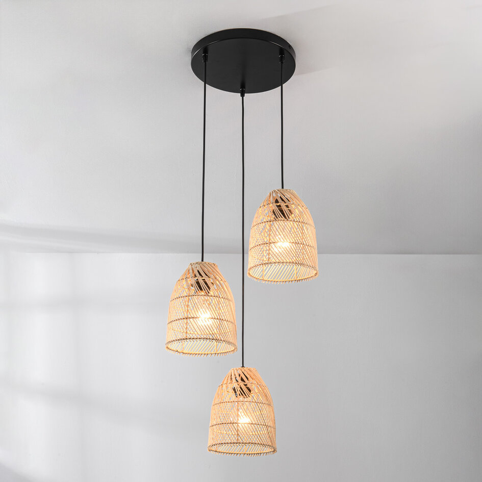 3-lys rattan pendel - Ayla